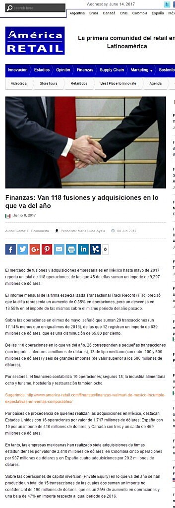 Finanzas: Van 118 fusiones y adquisiciones en lo que va del ao